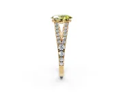 Solitaire Engagement Ring Setting for Fancy Yellow Oval Center with Pave Split Shank and Prong Head in Yellow Gold