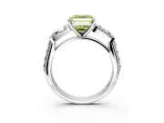 Channel-Set Engagement Ring Setting for Fancy Yellow Asscher Cut Center with Baguette Band and Prong Head in Platinum