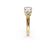 Cluster Engagement Ring Setting for Asscher Cut Center with Round Cut Accent Frame and Prong Head in Yellow Gold