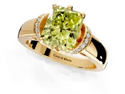 Solitaire Engagement Ring Setting for Fancy Yellow Radiant Cut Center with Wide Band, Pave Collar and Prong Head in Yellow Gold