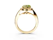 Bezel-Framed Halo Engagement Ring Setting for Fancy Yellow Heart-Shaped Center with Pave Band and Prong Head in Yellow Gold