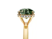 Solitaire Engagement Ring Setting for Fancy Green Round Cut Center with Fine Wire Band and Prong Head in Yellow Gold