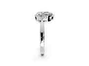 Cluster Engagement Ring Setting for Pear-Shaped Center with Milgrain Shoulder Clusters and Prong Head in Sterling Silver