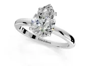 Solitaire Engagement Ring Setting for Pear-Shaped Center with Fine Wire Band and Prong Head in Sterling Silver
