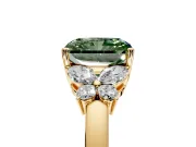 Solitaire Engagement Ring Setting for Fancy Green Radiant Cut Center with Marquise Flower Shoulders and Prong Head in Yellow Gold