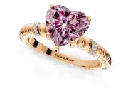 Rope Engagement Ring Setting for Fancy Pink Heart-Shaped Center with Accent Shoulders and Prong Head in Rose Gold