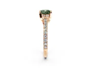 Solitaire Engagement Ring Setting for Fancy Green Cushion Cut Center with Widening Pave Band and Claw Prong Head in Rose Gold