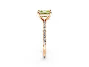Solitaire Engagement Ring Setting for Fancy Yellow Asscher Cut Center with Fine Pave Narrow Band and Prong Head in Rose Gold