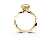 Solitaire Engagement Ring Setting for Fancy Yellow Asscher Cut Center with Pave and Plain Crossover Band and Prong Head in Yellow Gold