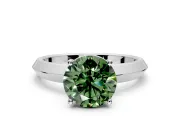 Solitaire Engagement Ring Setting for Fancy Green Round Cut Center with Wide Knife Ridge Band and Prong Head in Platinum