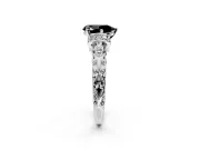 Solitaire Engagement Ring Setting for Fancy Black Pear-Shaped Center with Filigree Band and Prong Head in Platinum