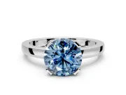 Solitaire Engagement Ring Setting for Fancy Blue Round Cut Center with Plain Band and Flat Tab Prong Head in White Gold