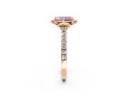 Floral Engagement Ring Setting for Fancy Pink Radiant Cut Center with Pave Band and Floral Prong Head in Rose Gold