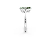 3 Stone Engagement Ring Setting for Fancy Green Marquise Center with Low-Set Round Cut Accents and Prong Head in Sterling Silver