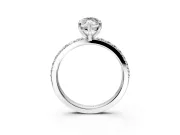 Solitaire Engagement Ring Setting for Marquise Center with Round Cut Pave Band and Prong Head in Platinum