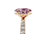 Solitaire Engagement Ring Setting for Fancy Pink Oval Center with Micro Pave Band and Prong Head in Rose Gold
