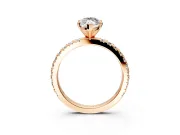 Solitaire Engagement Ring Setting for Marquise Center with Fine Pave Band and Claw Prong Head in Rose Gold