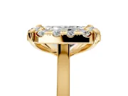 Single Halo Engagement Ring Setting for Radiant Cut Center with Corner Claws, Plain Band and Prong Head in Yellow Gold