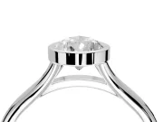 Solitaire Engagement Ring Setting for Pear-Shaped Center with V Split Shank and Bezel Head in Sterling Silver