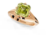 Solitaire Engagement Ring Setting for Fancy Yellow Asscher Cut Center with Milgrain Cathedral Band and Prong Head in Rose Gold