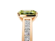Solitaire Engagement Ring Setting for Fancy Yellow Emerald Cut Center with Princess Cut Channel Band and Prong Head in Rose Gold