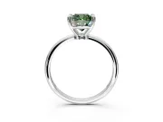 Minimalist Solitaire Engagement Ring Setting for Fancy Green Cushion Cut Center with Thin Band and Prong Head in Platinum