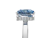 Hidden Halo Engagement Ring Setting for Fancy Blue Radiant Cut Center with Wide Flat Plain Band and Prong Head in Platinum