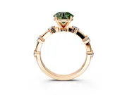 Solitaire Engagement Ring Setting for Fancy Green Round Cut Center with Bezel Station Band and Prong Head in Rose Gold
