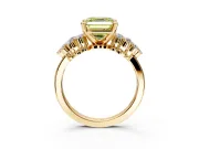 Cluster Engagement Ring Setting for Fancy Yellow Asscher Cut Center with 2-Row Shoulder Clusters and Prong Head in Yellow Gold