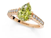 Solitaire Engagement Ring Setting for Fancy Yellow Pear-Shaped Center with Crossover Accents and Prong Head in Rose Gold