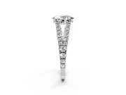 Solitaire Engagement Ring Setting for Oval Center with Pave Split Shank and Prong Head in Platinum