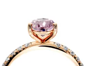 Solitaire Engagement Ring Setting for Fancy Pink Pear-Shaped Center with Micro Pave Band and Prong Head in Rose Gold