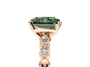 Solitaire Engagement Ring Setting for Fancy Green Radiant Cut Center with Bezel-Dot Beaded Band and Prong Head in Rose Gold