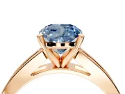 Solitaire Engagement Ring Setting for Fancy Blue Cushion Cut Center with Princess Cut Channel Band and Prong Head in Rose Gold