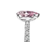 Solitaire Engagement Ring Setting for Fancy Pink Pear-Shaped Center with Pave Accents and Prong Head in Platinum