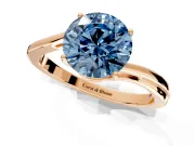 Solitaire Engagement Ring Setting for Fancy Blue Round Cut Center with Plain Bypass Twist Band and Prong Head in Rose Gold