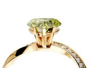 Side Accent Engagement Ring Setting for Fancy Yellow Heart-Shaped Center with Accent Shoulders and Prong Head in Yellow Gold