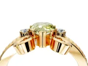 Solitaire Engagement Ring Setting for Fancy Yellow Pear-Shaped Center with Twisted Band and Scroll Prong Head in Yellow Gold