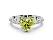 Solitaire Engagement Ring Setting for Fancy Yellow Heart-Shaped Center with Multi-Row Accents and Prong Head in Platinum