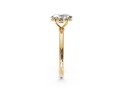 Solitaire Engagement Ring Setting for Oval Center with Straight Thin Band and Prong Head in Yellow Gold