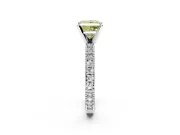 Solitaire Engagement Ring Setting for Fancy Yellow Princess Cut Center with Milgrain-Edged Pave Band and Prong Head in White Gold