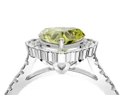 Milgrain Floral Halo Engagement Ring Setting for Fancy Yellow Heart-Shaped Center with Pave Band and Prong Head in Sterling Silver