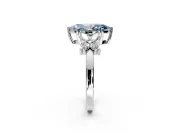 Floral Engagement Ring Setting for Fancy Blue Marquise Center with Marquise Cluster Shoulders and Prong Head in Platinum