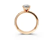 Solitaire Engagement Ring Setting for Radiant Cut Center with Scrollwork Band and Prong Head in Rose Gold