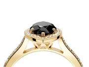 Halo Engagement Ring Setting for Fancy Black Marquise Center with Pave Accents, Heart Basket and Prong Head in Yellow Gold