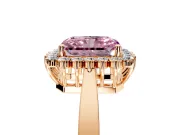 Starburst Halo Engagement Ring Setting for Fancy Pink Radiant Cut Center with Flat Cathedral Band and Prong Head in Rose Gold