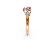 Cluster Engagement Ring Setting for Fancy Pink Heart-Shaped Center with Round Cut Accent Frame and Prong Head in Rose Gold