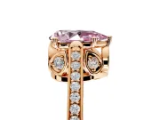 Cathedral Engagement Ring Setting for Fancy Pink Pear-Shaped Center with Antique-Style Pave Band and Prong Head in Rose Gold