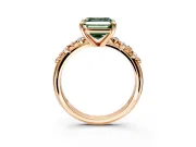 Solitaire Engagement Ring Setting for Fancy Green Asscher Cut Center with Trailing Leaf Accent Band and Prong Head in Rose Gold