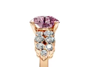 Cluster Engagement Ring Setting for Fancy Pink Round Cut Center with 2-Row Shoulder Clusters and Prong Head in Rose Gold